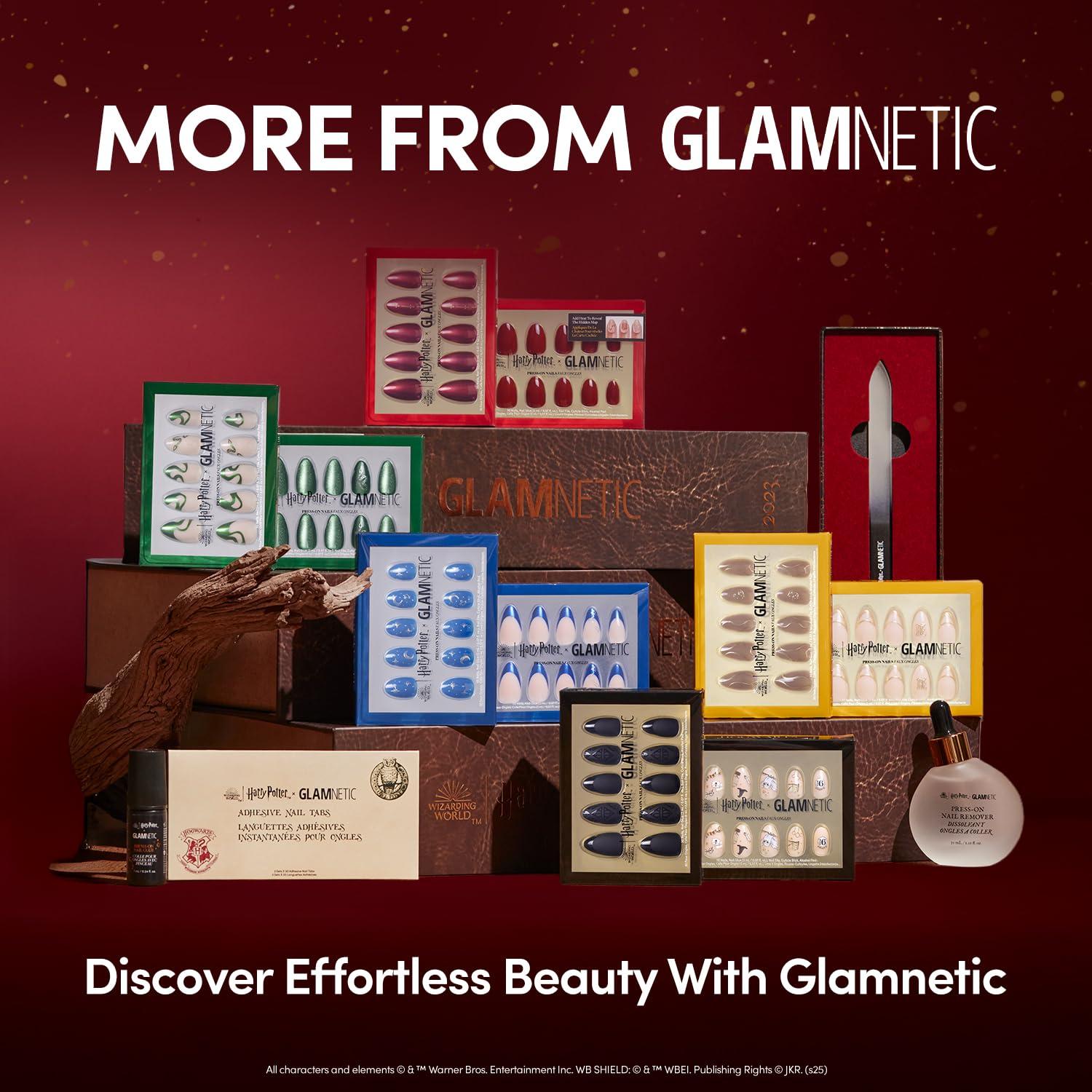 imageHarry Potter x Glamnetic Press On Nails Ravenclaw Blue French Tip Eagle Graphic Short Almond Nails in a Chrome amp Glossy Finish 15 Sizes 30 Nail Kit with GlueGryffindor