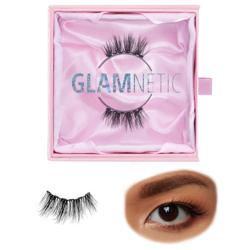 imageGlamnetic Magnetic Half Lashes  Queen  Natural Looking Half Lash Set Short Cat Eye Flared 6Magnet Band Reusable Eyelashes Small Eyes Up to 60 Wears  1 Pair