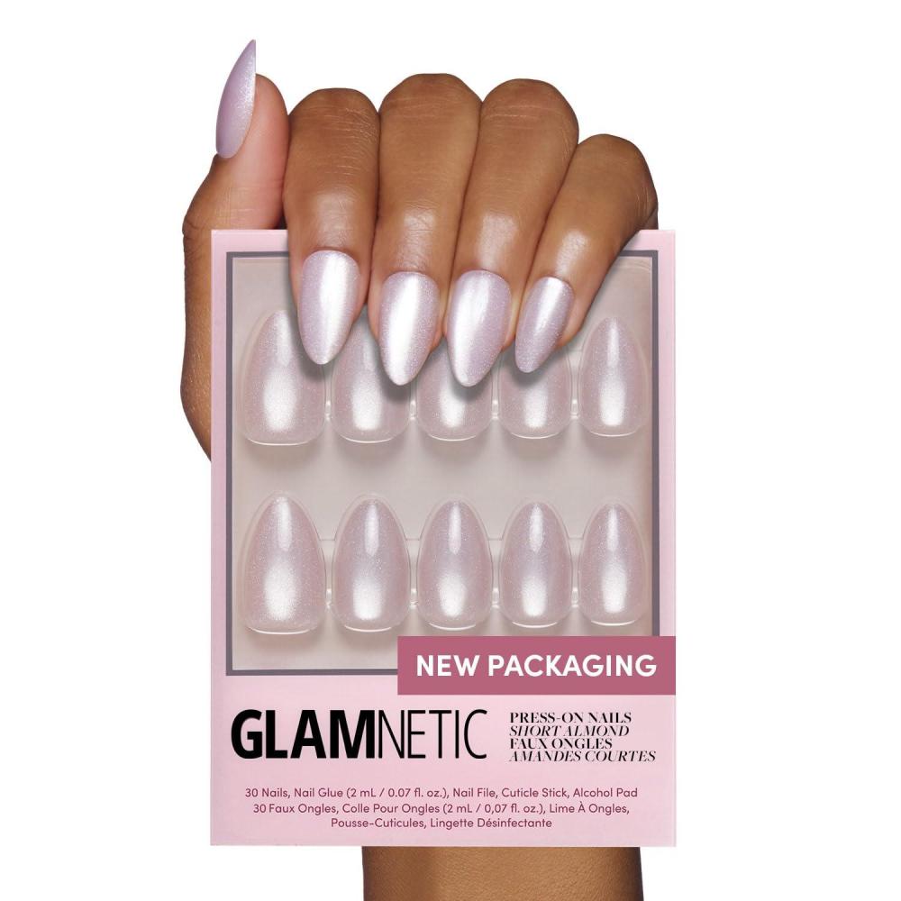 imageGlamnetic Press On Nails Burgundy Chrome Short Almond Fake Nails with a Metallic Chrome Finish Salon Quality Halloween Nails 15 Sizes 30 Nail Kit with Glue2W Selenite