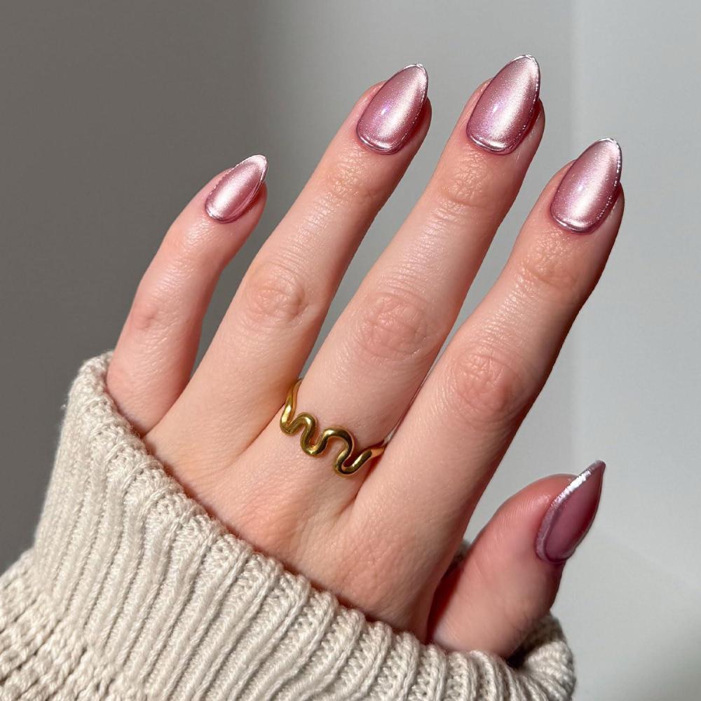 imageGlamnetic Press On Nails Burgundy Chrome Short Almond Fake Nails with a Metallic Chrome Finish Salon Quality Halloween Nails 15 Sizes 30 Nail Kit with Glue2A Mertini