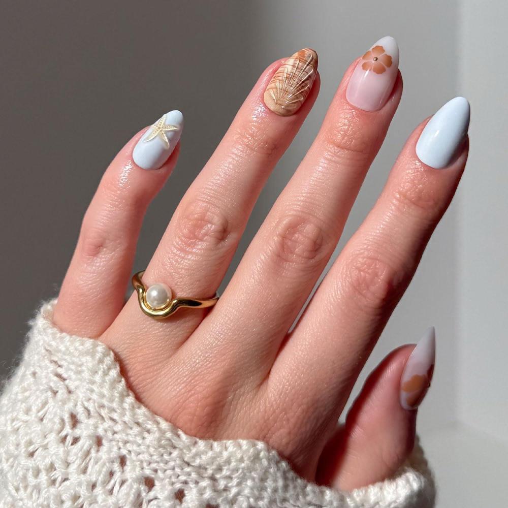 imageGlamnetic Press On Nails Burgundy Chrome Short Almond Fake Nails with a Metallic Chrome Finish Salon Quality Halloween Nails 15 Sizes 30 Nail Kit with Glue2J Sea Star