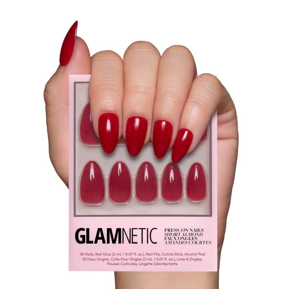 imageGlamnetic Press On Nails  Fall Mauve  Opaque Muted Blush Mauve Short Oval Fake Nails Salon Quality  15 Sizes  30 Nail Kit3D  Classic Red