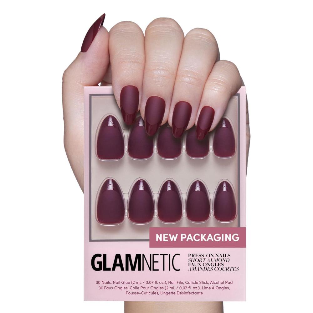 imageGlamnetic Press On Nails  Fall Mauve  Opaque Muted Blush Mauve Short Oval Fake Nails Salon Quality  15 Sizes  30 Nail Kit3J  Merlot