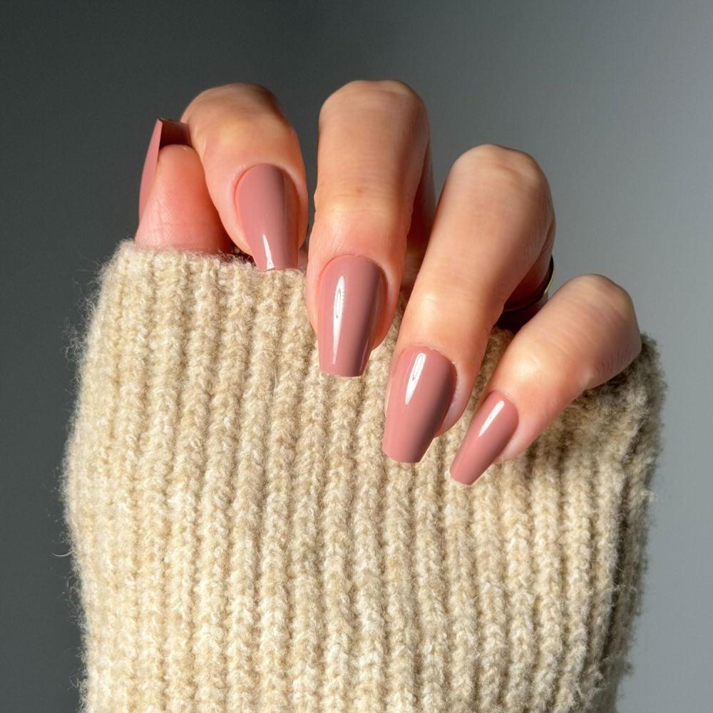 imageGlamnetic Press On Nails  Gold Goals  Medium Coffin Neutral Fake Nails with Gold Reverse French Tip Salon Quality Nude Nails  15 Sizes  30 Nail Kit with Glue4E  Mauve Affair