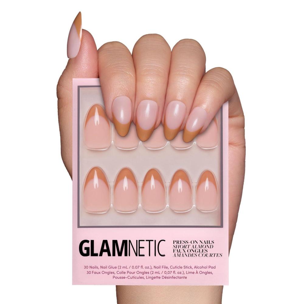 imageGlamnetic Press On Nails  La Perle  SemiTransparent Squoval French Tip Nails Salon Quality  15 Sizes  30 Nail Kit with GlueCaf Crme