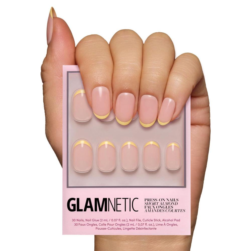 imageGlamnetic Press On Nails  La Perle  SemiTransparent Squoval French Tip Nails Salon Quality  15 Sizes  30 Nail Kit with GlueFrench Butter