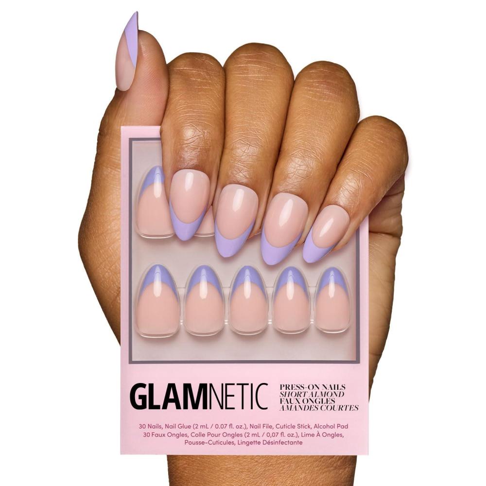 imageGlamnetic Press On Nails  La Perle  SemiTransparent Squoval French Tip Nails Salon Quality  15 Sizes  30 Nail Kit with GlueFrench Lilac