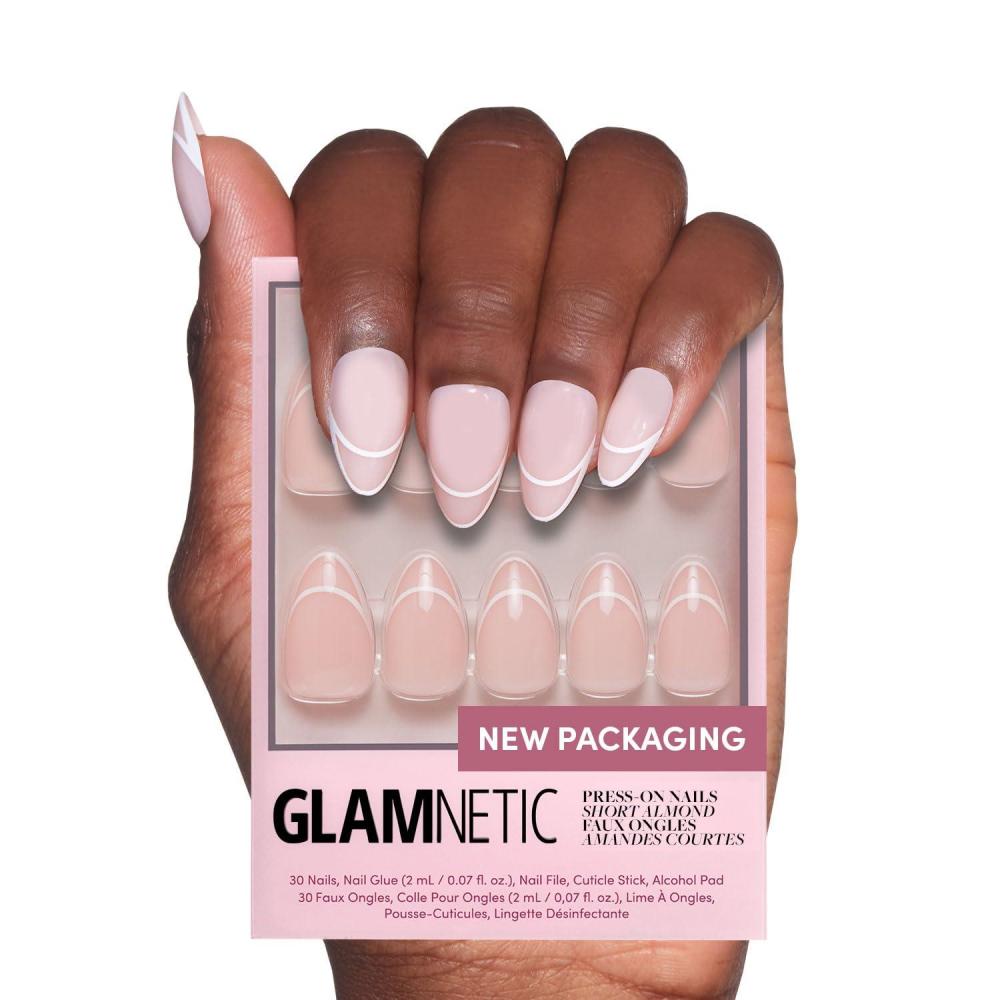 imageGlamnetic Press On Nails  La Perle  SemiTransparent Squoval French Tip Nails Salon Quality  15 Sizes  30 Nail Kit with GlueHeavenly