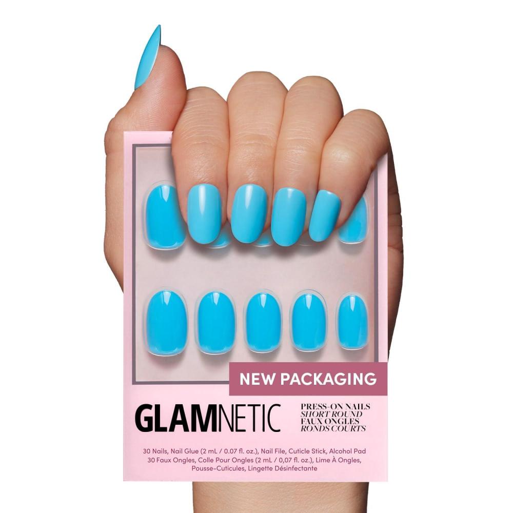 imageGlamnetic Press On Nails  Lilac  Solid Opaque Light Pastel Purple Round Nails Salon Quality  12 Sizes  30 Nail KitAzure Blue