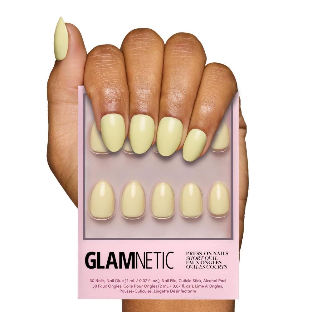 imageGlamnetic Press On Nails  Lilac  Solid Opaque Light Pastel Purple Round Nails Salon Quality  12 Sizes  30 Nail KitPastel Yellow