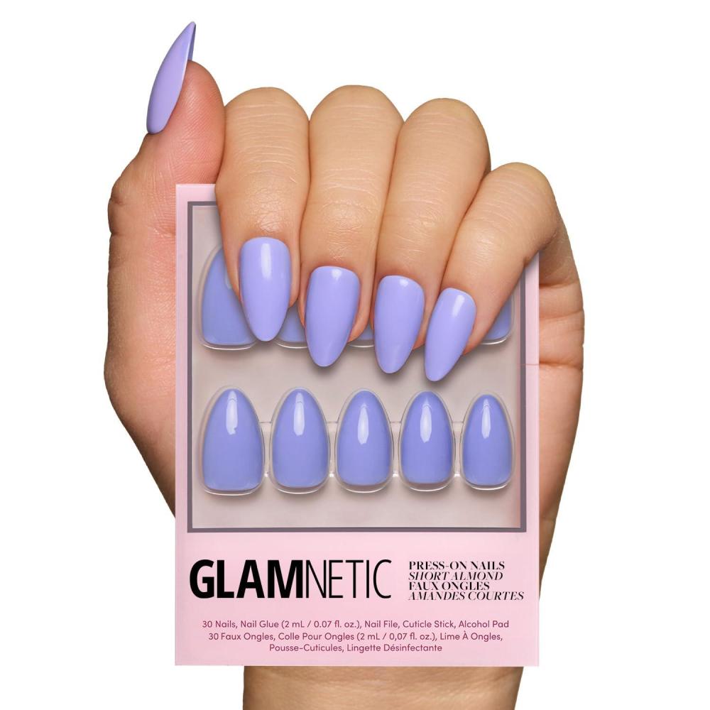 imageGlamnetic Press On Nails  Lilac  Solid Opaque Light Pastel Purple Round Nails Salon Quality  12 Sizes  30 Nail KitPeriwinkle
