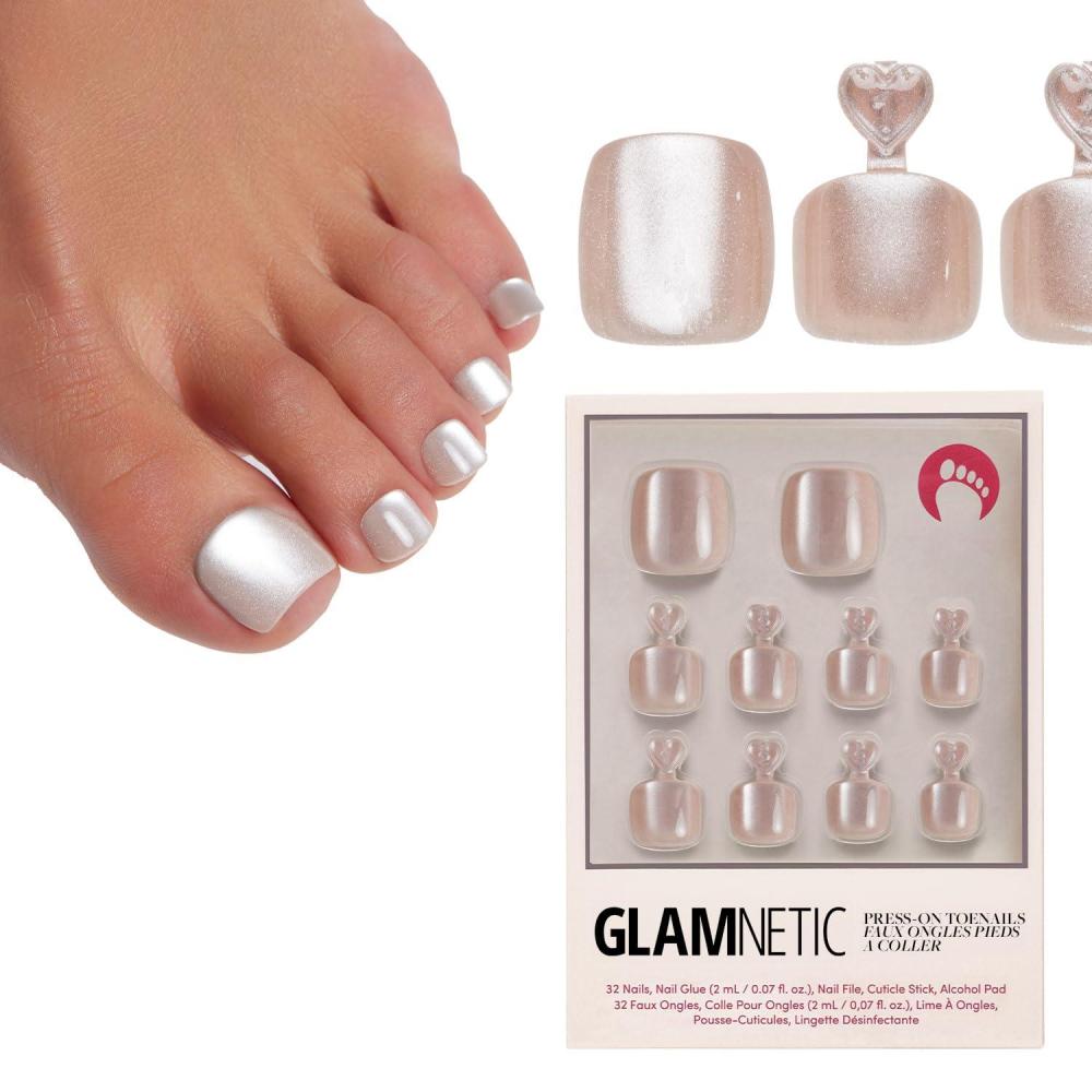 imageGlamnetic Press On Toenails  Caviar  Classic Black French Tip Fake Toe Nails with a Glossy Finish  16 Sizes  32 Toe Nail Kit with Glue9  Pure Intentions