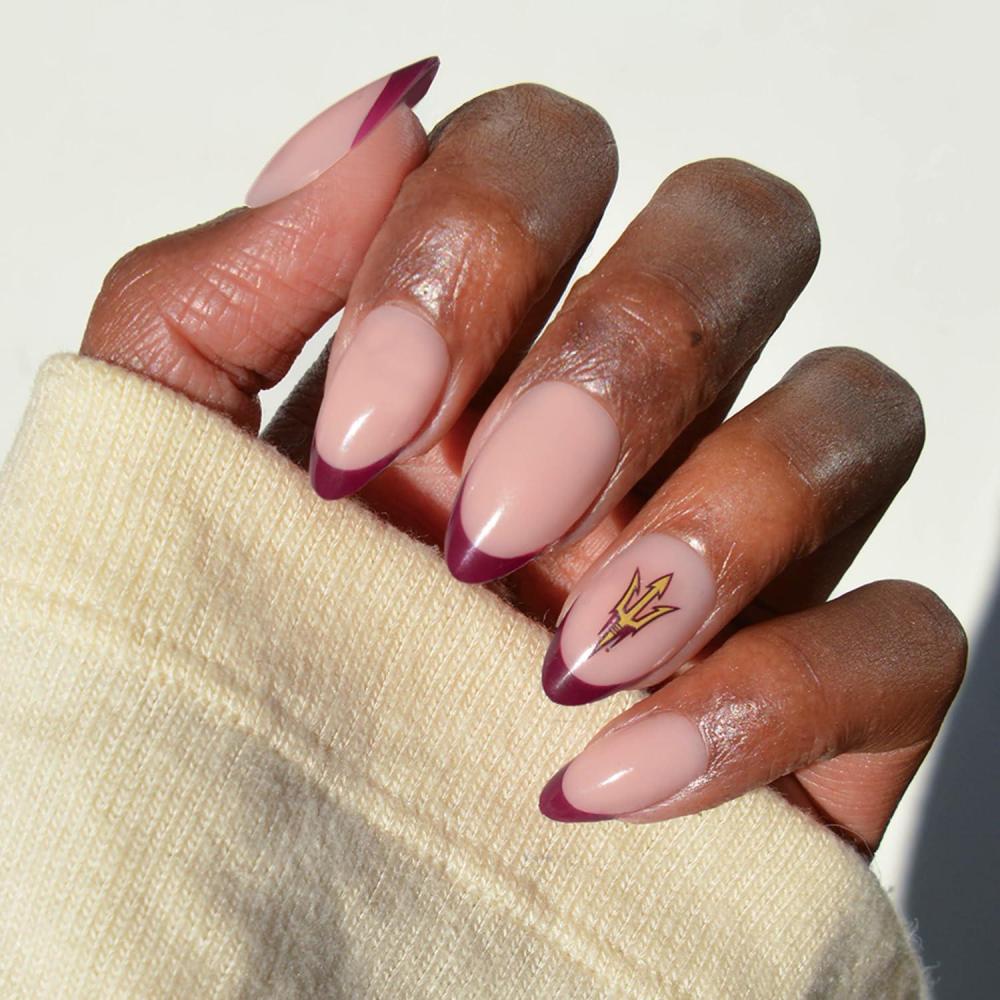 imageGlamnetic x Fanatics Press On Nails  Michigan Wolverines  Short Almond Fake Nails Collegiate Wolverines Blue French Tips College Nails SalonQuality  15 Sizes  30 Nail Kit with GlueArizona State Sun Devils