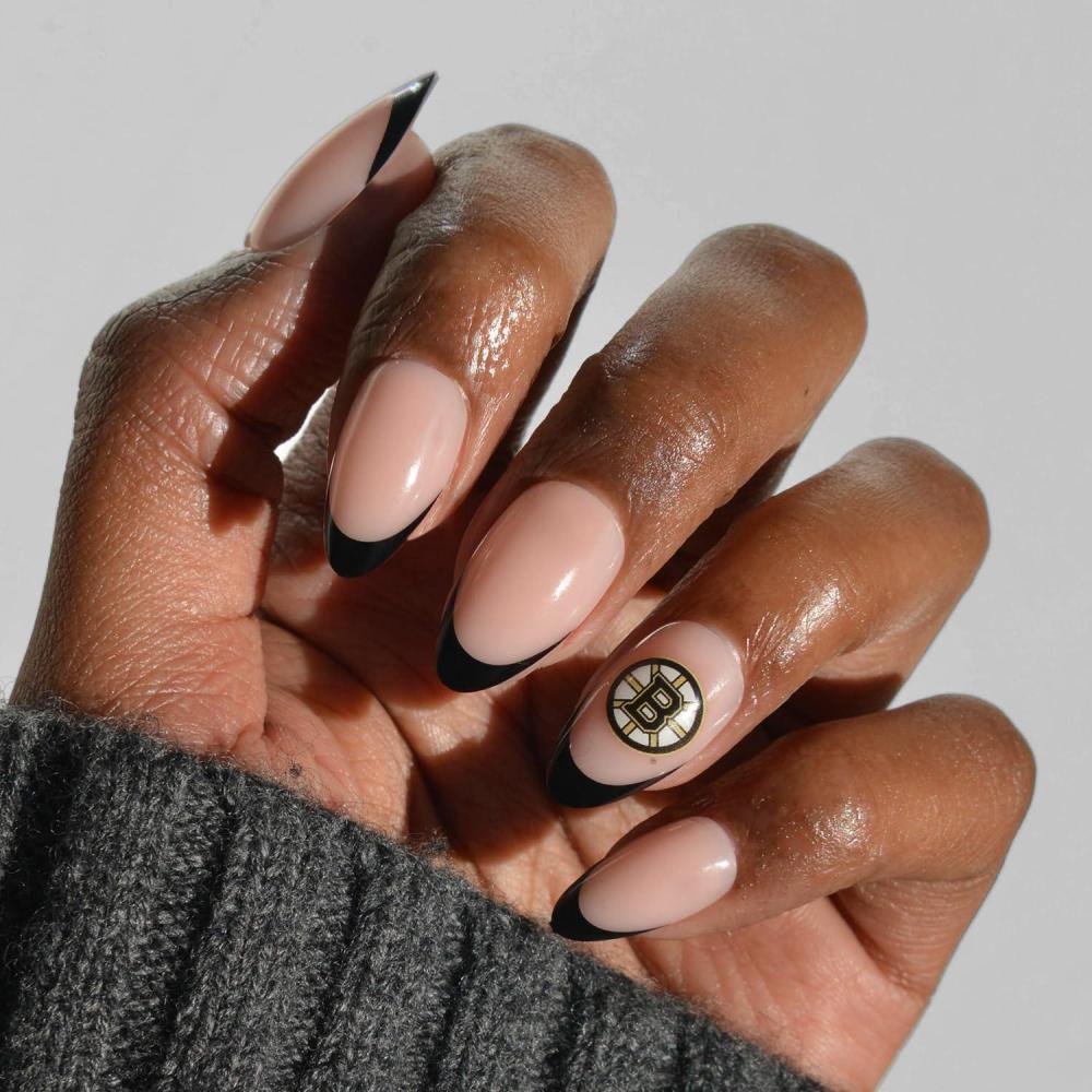 imageGlamnetic x Fanatics Press On Nails  New York Rangers  Short Almond Fake Nails NHL Rangers Red French Tips Hockey Nails SalonQuality  15 Sizes  30 Nail Kit with GlueBoston Bruins