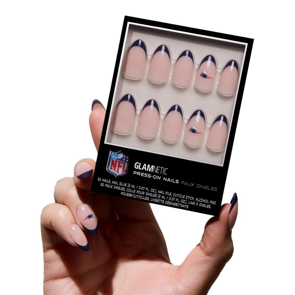 imageGlamnetic x Fanatics Press On Nails  Philadelphia Eagles  Short Almond Fake Nails NFL Eagles Green French Tips Football Nails SalonQuality  15 Sizes  30 Nail Kit with Glue6  New England Patriots