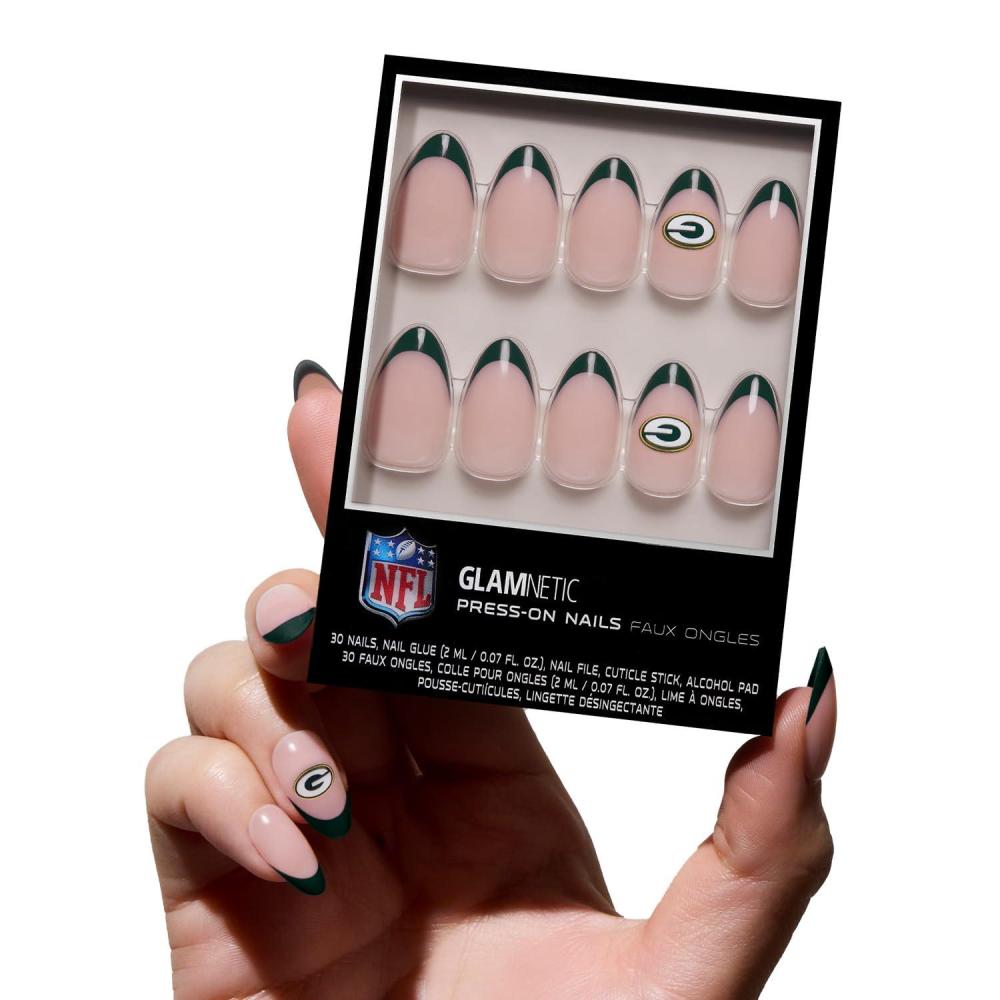 imageGlamnetic x Fanatics Press On Nails  Philadelphia Eagles  Short Almond Fake Nails NFL Eagles Green French Tips Football Nails SalonQuality  15 Sizes  30 Nail Kit with GlueGreen Bay Packers
