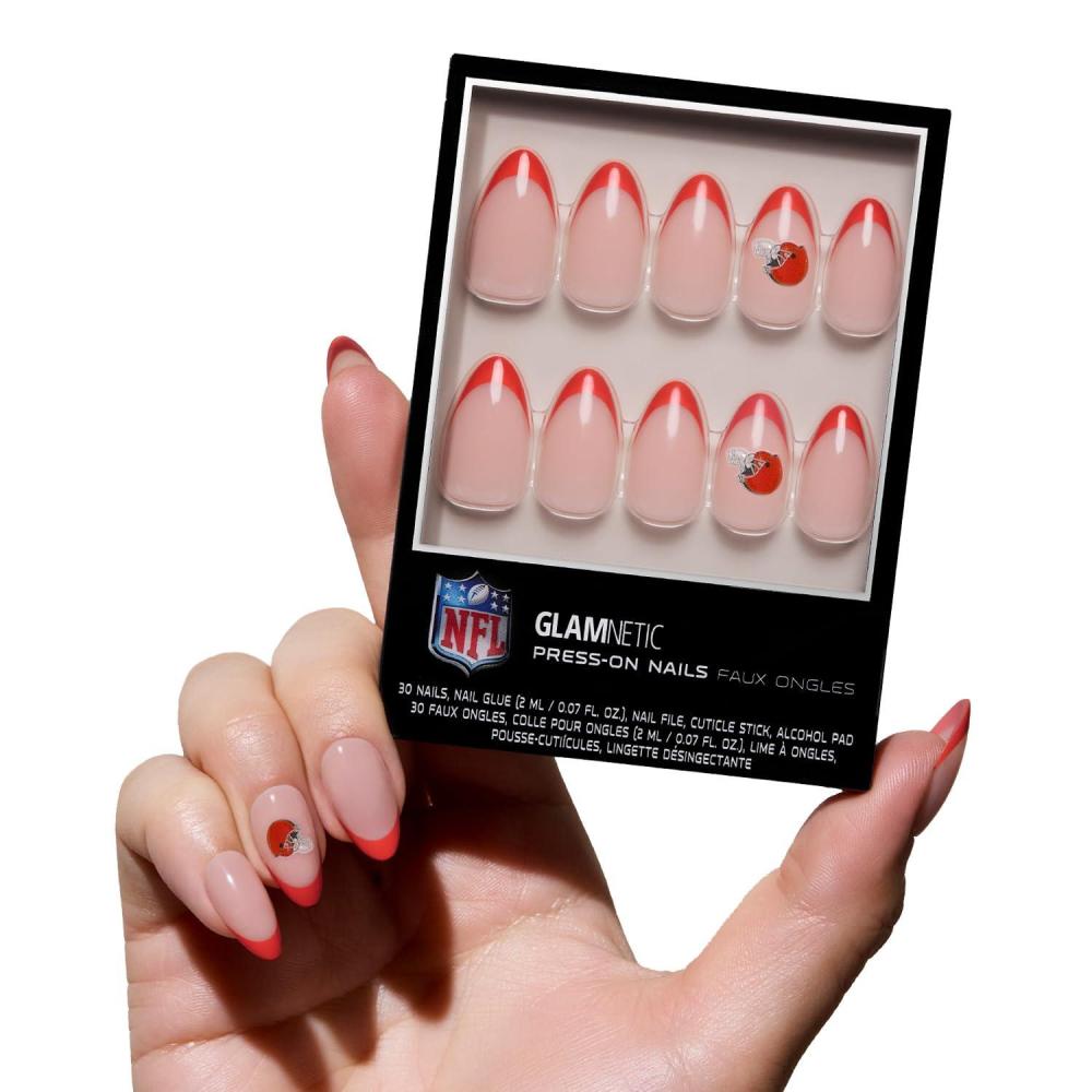 imageGlamnetic x Fanatics Press On Nails  Philadelphia Eagles  Short Almond Fake Nails NFL Eagles Green French Tips Football Nails SalonQuality  15 Sizes  30 Nail Kit with GlueCleveland Browns