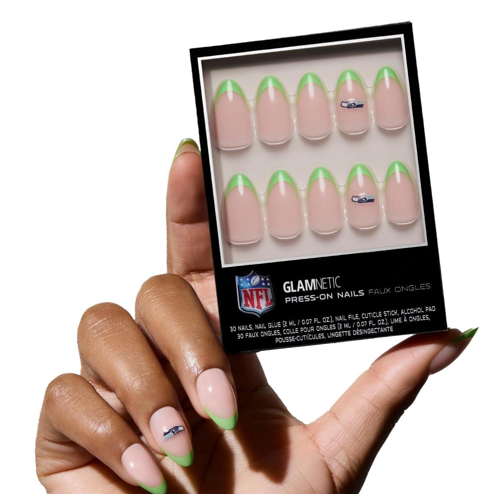 imageGlamnetic x Fanatics Press On Nails  Philadelphia Eagles  Short Almond Fake Nails NFL Eagles Green French Tips Football Nails SalonQuality  15 Sizes  30 Nail Kit with Glue1  Seattle Seahawks