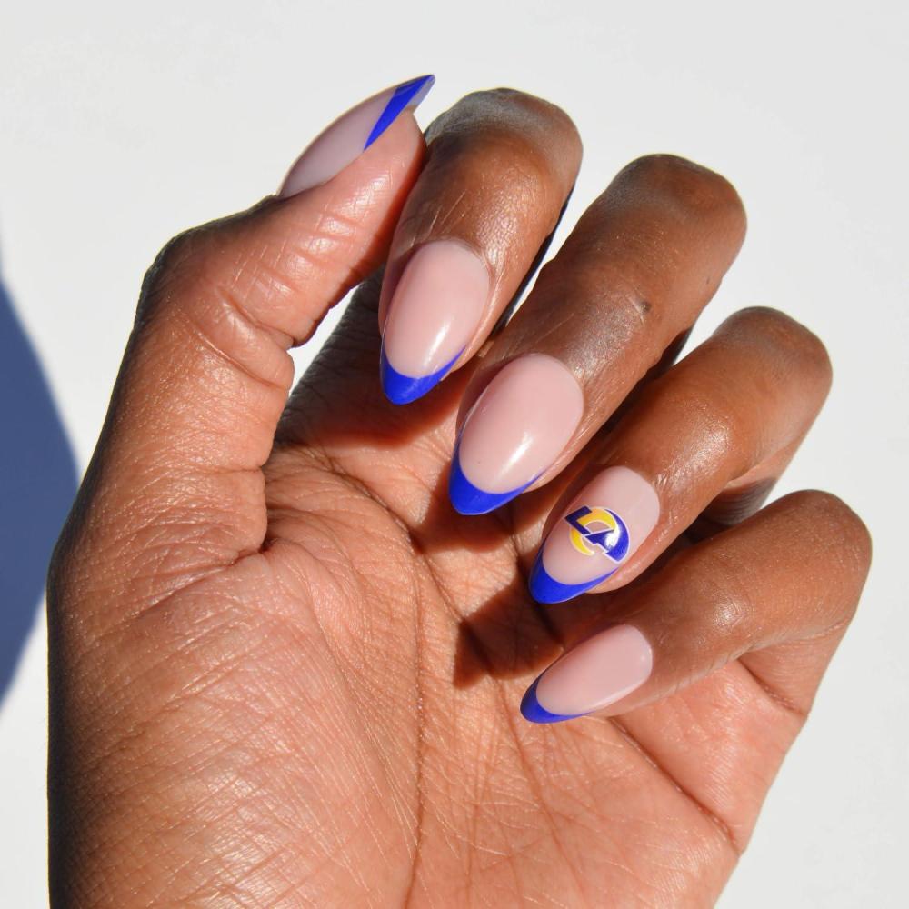 imageGlamnetic x Fanatics Press On Nails  Philadelphia Eagles  Short Almond Fake Nails NFL Eagles Green French Tips Football Nails SalonQuality  15 Sizes  30 Nail Kit with Glue3  Los Angeles Rams