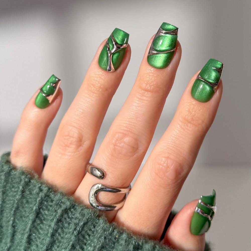 imageHarry Potter x Glamnetic Press On Nails  Ravenclaw  Blue French Tip Eagle Graphic Short Almond Nails in a Chrome amp Glossy Finish  15 Sizes  30 Nail Kit with Glue8  Salazar Slytherin