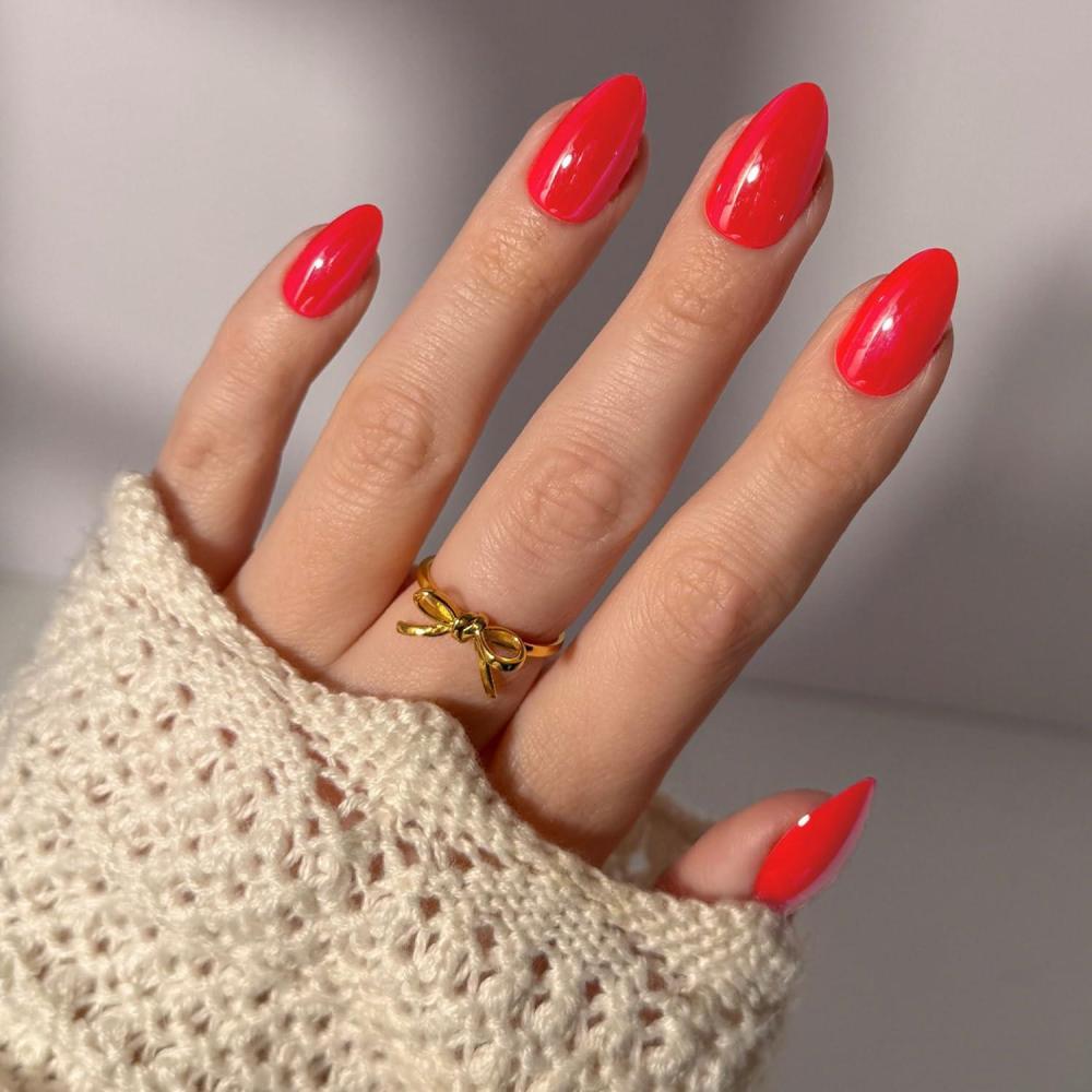 imageValentines Day Glamnetic Press On Nails  Lush Coral  Short Oval Fake Nails in a Bright Coral Hue with a Glazed Finish Salon Quality  15 Sizes  30 Nail Kit with GlueRed Flag