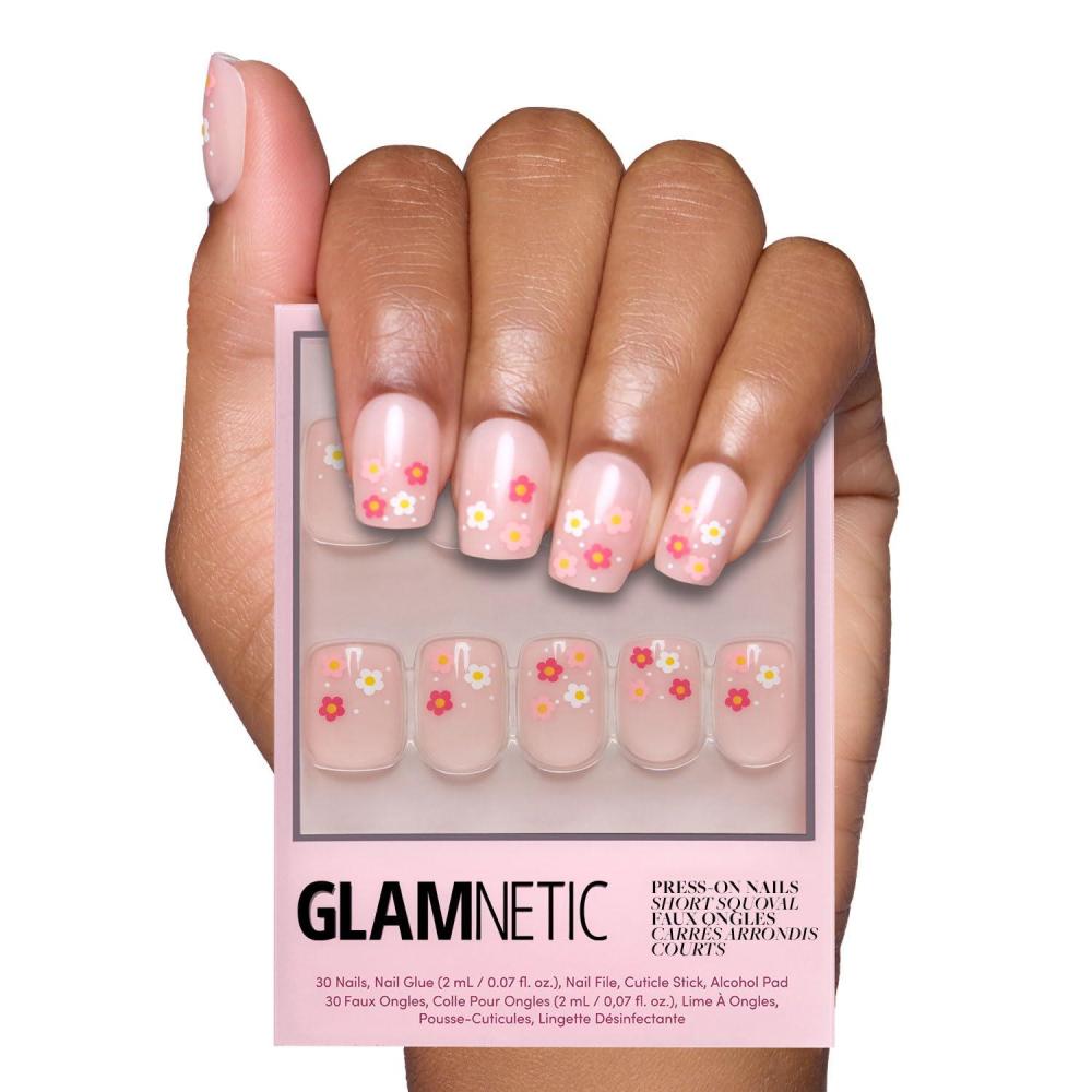 imageValentines Day Glamnetic Press On Nails  Pink Macaron  SemiTransparent Light Pink Pastel French Tip Short Almond Fake Nails in a Glossy Finish Salon Quality  15 Sizes  30 Nail KitPretty Bloom