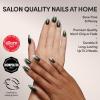 Glamnetic Press On Nails – Burgundy Chrome | Short Almond Fake Nails with a Metallic Chrome Finish, Salon Quality Halloween Nails | 15 Sizes – 30 Nail Kit with Glue(3H – Ghost House)