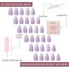 Glamnetic Press On Nails – Burgundy Chrome | Short Almond Fake Nails with a Metallic Chrome Finish, Salon Quality Halloween Nails | 15 Sizes – 30 Nail Kit with Glue(2S – Lilac Reef)