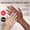 Glamnetic Press On Nails – Burgundy Chrome | Short Almond Fake Nails with a Metallic Chrome Finish, Salon Quality Halloween Nails | 15 Sizes – 30 Nail Kit with Glue(3A – Silver Belle)