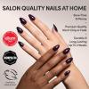 Glamnetic Press On Nails – Burgundy Chrome | Short Almond Fake Nails with a Metallic Chrome Finish, Salon Quality Halloween Nails | 15 Sizes – 30 Nail Kit with Glue(2G – Burgundy Chrome)
