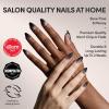 Glamnetic Press On Nails – Burgundy Chrome | Short Almond Fake Nails with a Metallic Chrome Finish, Salon Quality Halloween Nails | 15 Sizes – 30 Nail Kit with Glue(2B – ‘Til Death)