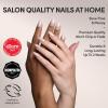 Glamnetic Press On Nails – Burgundy Chrome | Short Almond Fake Nails with a Metallic Chrome Finish, Salon Quality Halloween Nails | 15 Sizes – 30 Nail Kit with Glue(2E – Fiancéd)
