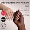 Glamnetic Press On Nails – Burgundy Chrome | Short Almond Fake Nails with a Metallic Chrome Finish, Salon Quality Halloween Nails | 15 Sizes – 30 Nail Kit with Glue(2D – Salty Waves)
