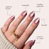 Glamnetic Press On Nails – Burgundy Chrome | Short Almond Fake Nails with a Metallic Chrome Finish, Salon Quality Halloween Nails | 15 Sizes – 30 Nail Kit with Glue(2A – Mertini)