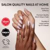 Glamnetic Press On Nails – Burgundy Chrome | Short Almond Fake Nails with a Metallic Chrome Finish, Salon Quality Halloween Nails | 15 Sizes – 30 Nail Kit with Glue(2W – Selenite)