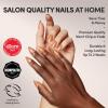 Glamnetic Press On Nails – Burgundy Chrome | Short Almond Fake Nails with a Metallic Chrome Finish, Salon Quality Halloween Nails | 15 Sizes – 30 Nail Kit with Glue(2T – Maple Glaze)