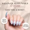 Glamnetic Press On Nails – Burgundy Chrome | Short Almond Fake Nails with a Metallic Chrome Finish, Salon Quality Halloween Nails | 15 Sizes – 30 Nail Kit with Glue(2P – Something Blue)