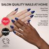 Glamnetic Press On Nails – Creamer | UV Finish Neutral Ombre Short Round Nails, Salon Quality | 15 Sizes – 30 Nail Kit with Glue(Midnight Blue)