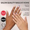 Glamnetic Press On Nails – Creamer | UV Finish Neutral Ombre Short Round Nails, Salon Quality | 15 Sizes – 30 Nail Kit with Glue(Sprinkles)
