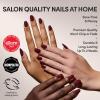 Glamnetic Press On Nails – Fall Mauve | Opaque Muted Blush Mauve Short Oval Fake Nails, Salon Quality | 15 Sizes – 30 Nail Kit(1B – Berry Maroon)