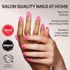 Glamnetic Press On Nails – Fall Mauve | Opaque Muted Blush Mauve Short Oval Fake Nails, Salon Quality | 15 Sizes – 30 Nail Kit(2E – Hot Pink)