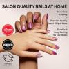 Glamnetic Press On Nails – Fall Mauve | Opaque Muted Blush Mauve Short Oval Fake Nails, Salon Quality | 15 Sizes – 30 Nail Kit(2F – Berry Fizz)