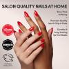 Glamnetic Press On Nails – Fall Mauve | Opaque Muted Blush Mauve Short Oval Fake Nails, Salon Quality | 15 Sizes – 30 Nail Kit(3B – Fiery Red)