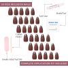 Glamnetic Press On Nails – Fall Mauve | Opaque Muted Blush Mauve Short Oval Fake Nails, Salon Quality | 15 Sizes – 30 Nail Kit(3P – Terra)