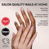 Glamnetic Press On Nails – Fall Mauve | Opaque Muted Blush Mauve Short Oval Fake Nails, Salon Quality | 15 Sizes – 30 Nail Kit(3V – Astro)