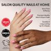 Glamnetic Press On Nails – Flamingo Pink | Opaque Classic Pink Short Almond Fake Nails, Salon Quality | 15 Sizes – 30 Nail Kit