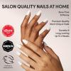 Glamnetic Press On Nails – Galactic | Short Round Gunmetal Pewter Glittered Nails with a Glaze Finish | 12 Sizes – 30 Nail Kit with Glue(Angel)