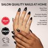 Glamnetic Press On Nails – Galactic | Short Round Gunmetal Pewter Glittered Nails with a Glaze Finish | 12 Sizes – 30 Nail Kit with Glue(Boba)