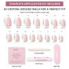 Glamnetic Press On Nails – Goal Setter | Short Squoval Neutral Fake Nails with Gold Reverse French Tip, Salon Quality Nude Nails | 15 Sizes – 30 Nail Kit with Glue(1D – Goal Chaser)