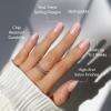 Glamnetic Press On Nails – Goal Setter | Short Squoval Neutral Fake Nails with Gold Reverse French Tip, Salon Quality Nude Nails | 15 Sizes – 30 Nail Kit with Glue(7B – Crystal Glaze)